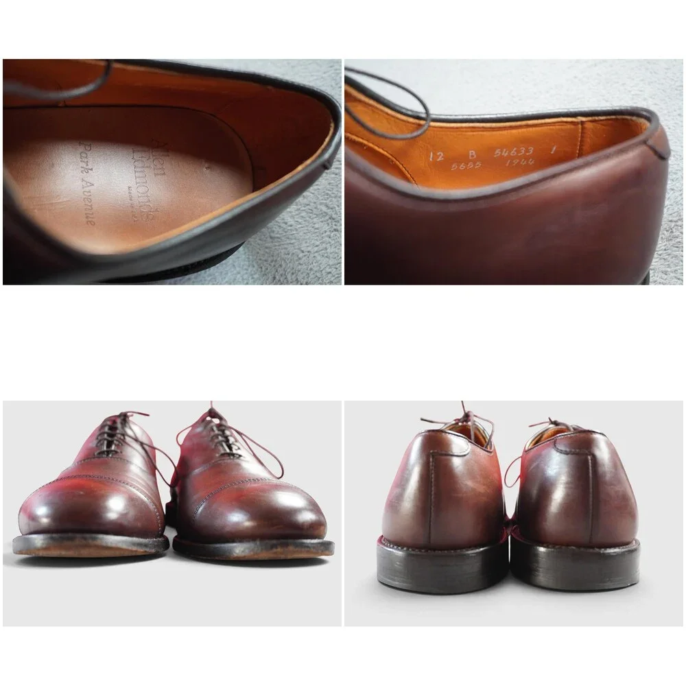 Allen Edmonds Park Avenue Shoes Mens Size 12 Brown Leather Dress Oxford Cap Toe